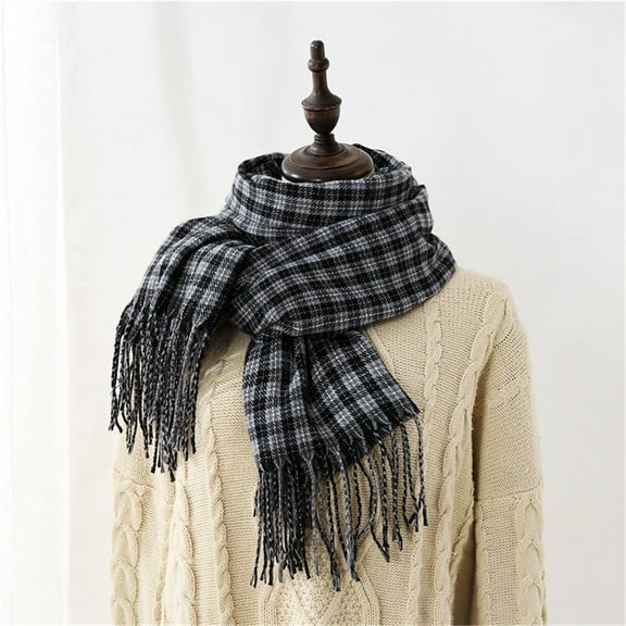 Scarf Women's Sweet Color Matching Plaid Scarf Warm Padded Scarf Shawl