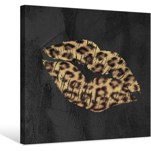 Fashion Lip Canvas Wall Art Sexy Leopard Lip Decor Cheetah Print Picture Unframed Artwork for Bedroom Bathroom Dressingroom