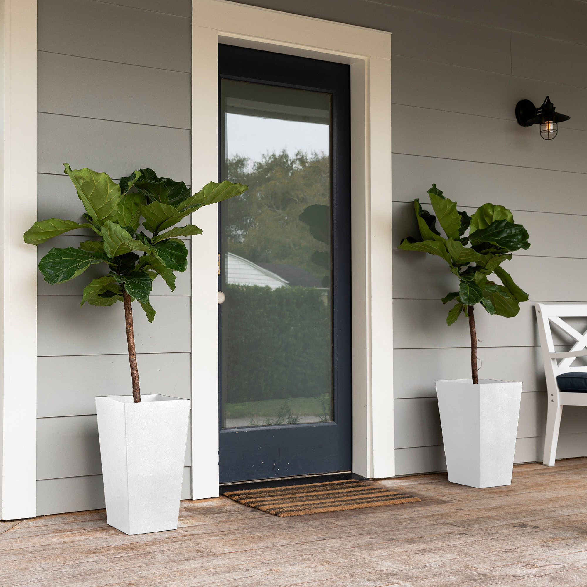 Bloem Finley 20" Tall Square Tapered Resin Planter, White