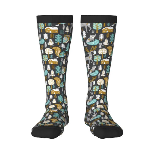 Balery Moose Squirrel owls tree Calcetines novedosos Calcetines deportivos Calcetines hasta la rodilla Calcetines de algodón Calcetines originales y geniales