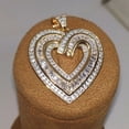 thumbnail image 3 of 2 Ct Baguette Cut Cubic Zirconia Women Heart Pendant 14K Yellow Gold Plated Silver, 3 of 3