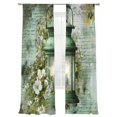 thumbnail image 2 of Vintage Oil Light Sheer Curtains 96 Inches Long 2 Panels Set, Window Sheer Curtains for Living Room/Bedroom, Spring White Flowers Green Leaves Light Filtering Rod Pocket Curtain 52''x96''x2, 2 of 8