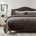 thumbnail image 4 of Tribeca Living FLORENCEQUIKIGR Florence Velvet Oversized Solid Quilt Set King Smoke Grey, 4 of 4