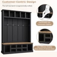 thumbnail image 5 of Modern Hall Tree with Wide Storage Seating Bench, Entryway Shoe Cabinet with 13 Compartments, Elegant Coat Rack with 6 Hooks for Mudroom, Living room, Black, 5 of 7