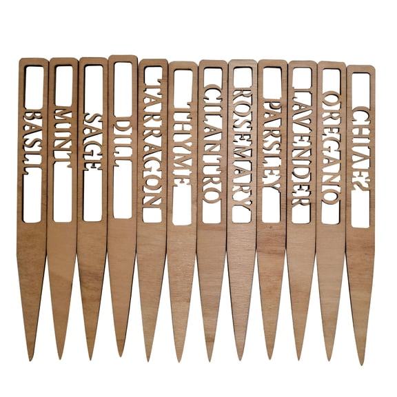 LAMIRO Wooden Plants Markers - 10-Pack Natural Garden Stakes for Potted Plants,Herb & Vegetable Labeling,DIY Garden Signage with Handwritten Style (Weather-Resistance,Indoor/Outdoor Use)