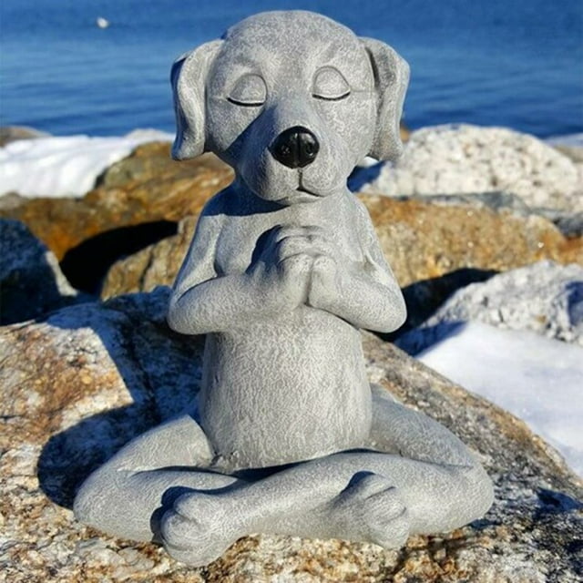 Xihbxyly Estatua de Buda con Forma de Perro, Adorno de Jardín con Forma de Perro Yoga, Decoración Zen, Decoración Primaveral para El Hogar, Uso En Exteriores E Interiores, Adorno para Parterres, Rega