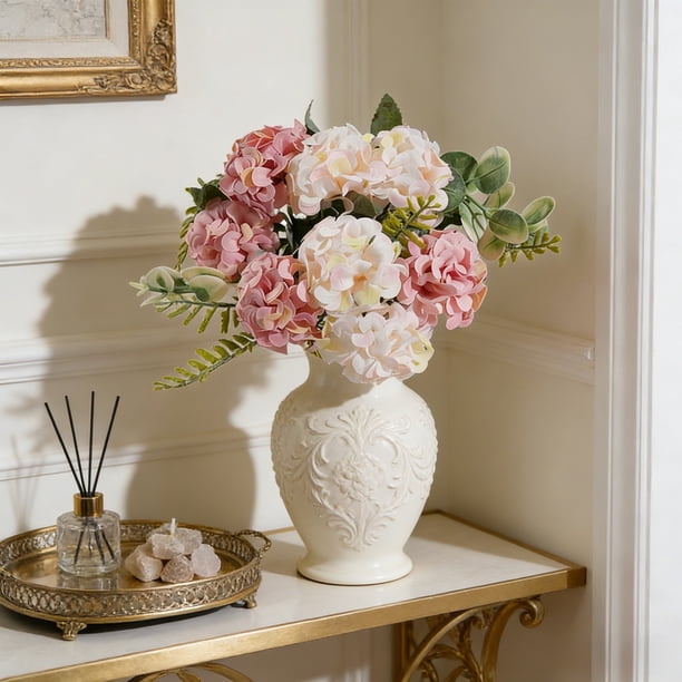 Hortensias artificiales para decoración de bodas, adornos para salas de estar, arreglos florales y arte floral.