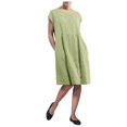 thumbnail image 2 of CHOK Robe-Chemise pour Femmes en Coton et Lin à Rayures, Col, Manches Longues, Décontractée, Ample, Maxi, avec Deux Poches, 2 of 5