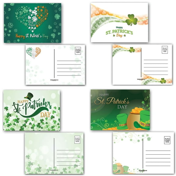 Stonehouse Collection | Assorted St. Patrick's Day Postcards - 4 x 6 Inch Happy St Patrick's Day Postcard Set | 40 Postcards, 4 Different St Patrick's Day Designs