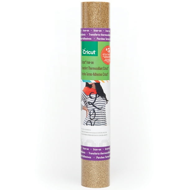 Cricut Glitter Iron On Vinyl Sheets, 12" x 19", DIY Supplies, HTV Rolls Gold