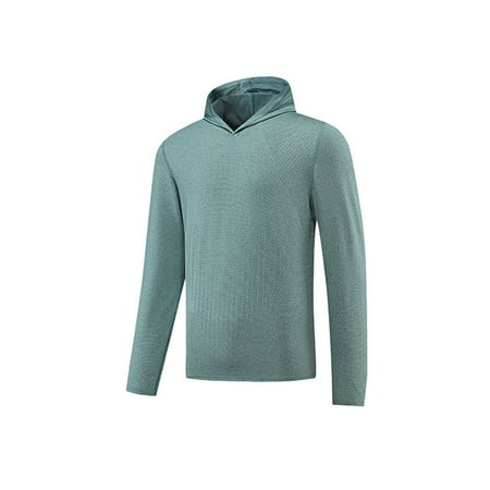 NaWent Clearance Men s Sun Hoodie Long Sleeve UPF 50+ UV Protection Fishing Shirt Lightweight Quick Dry Athletic Green 8(L)