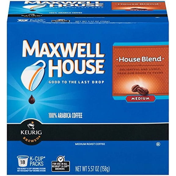 Maxwell House House Blend K-Cup Pods, 18 Count (Pack Of 6).