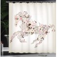 thumbnail image 4 of Ambesonne Abstract Shower Curtain, Floral Horse Paisley, 69"Wx70"L, Green Brown Pink, 4 of 5