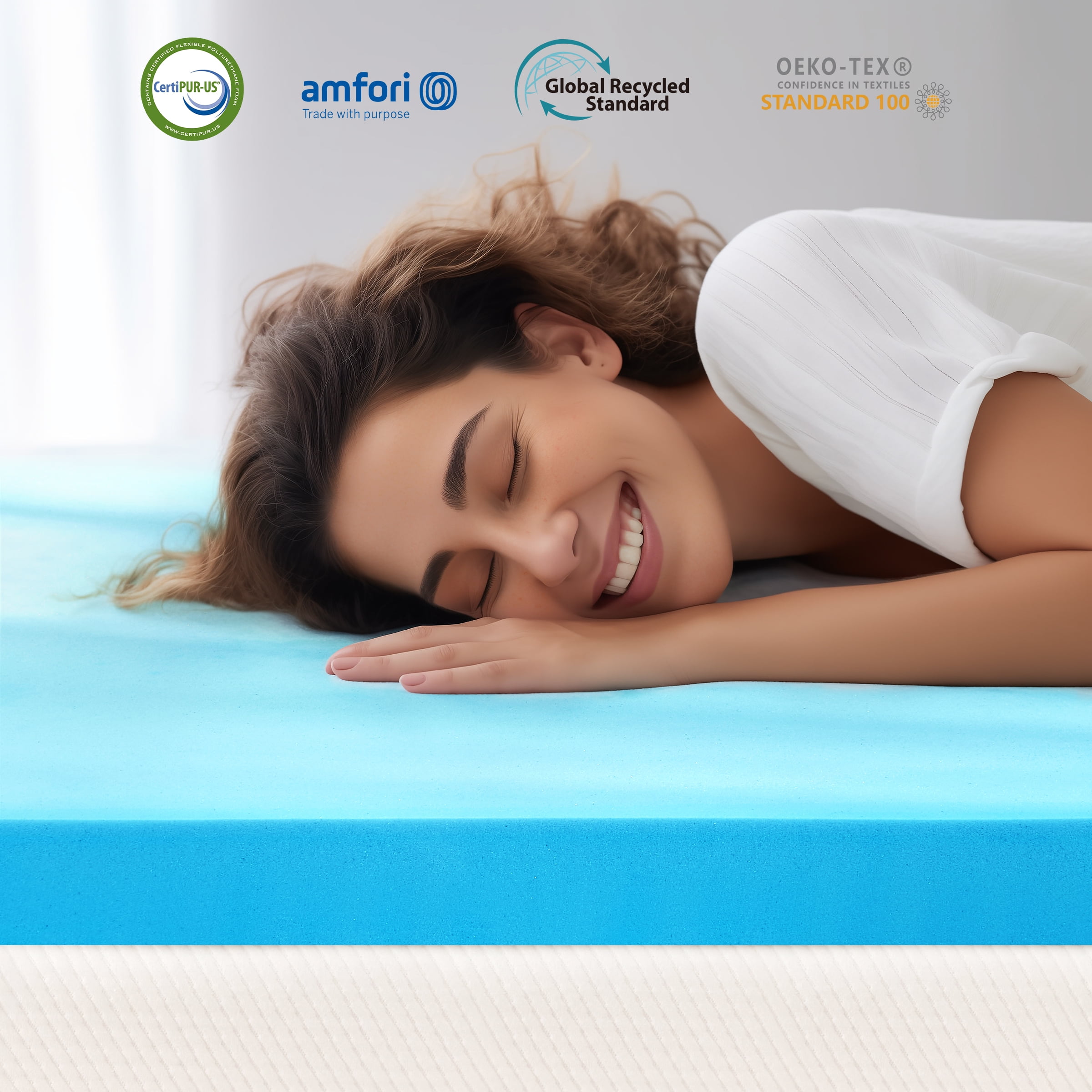 DyFun 3" Twin Medium Soft Gel Memory Foam Mattress Topper Pressure Relief Bed Mattress Pad