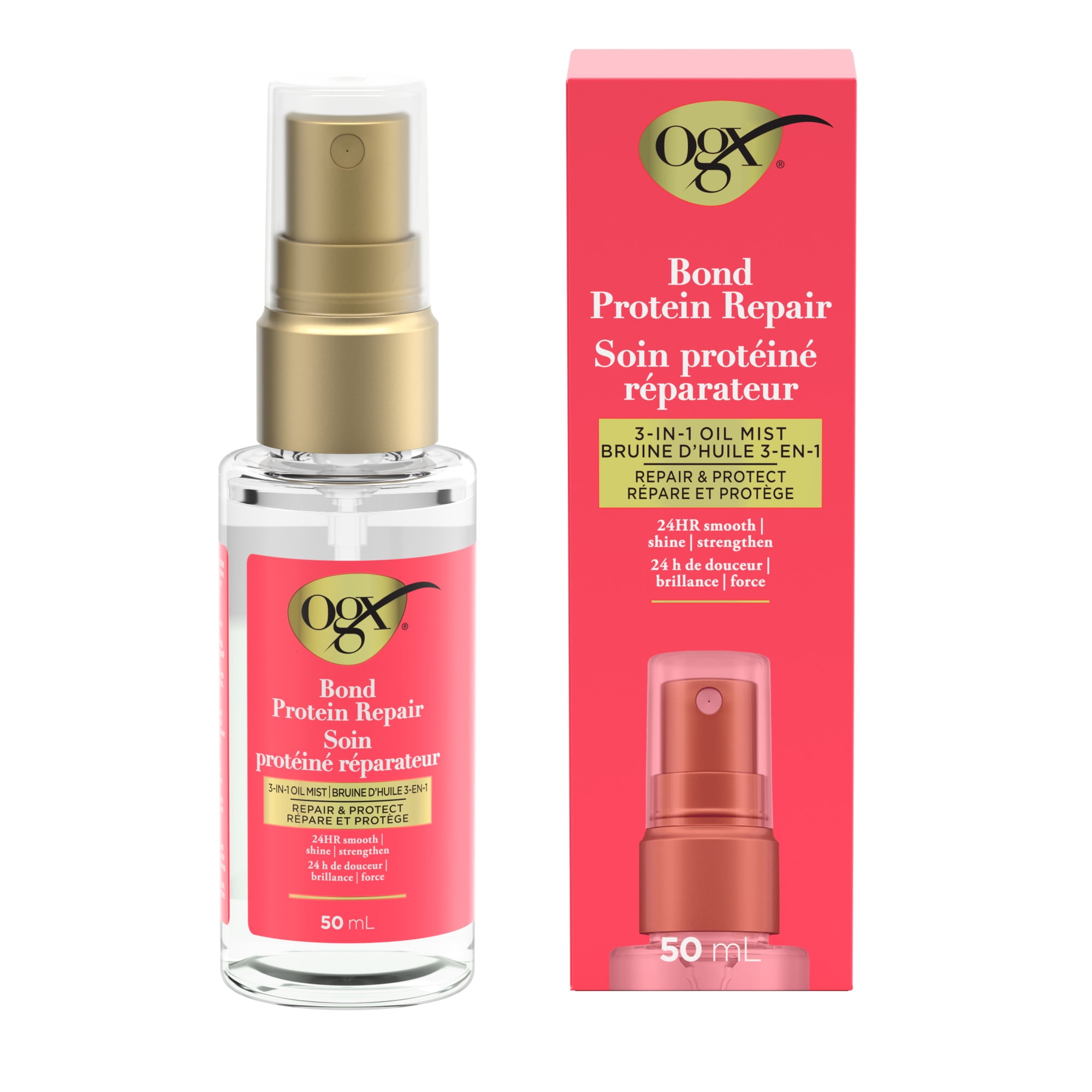 OGX® Repair & Protect Bond Protein Repair 3-in-1 Oil Mist, Multi-Benefit Hair Oil Protects Dry, Damaged Hair Against Frizz, Strengthens, & maintains Shine
