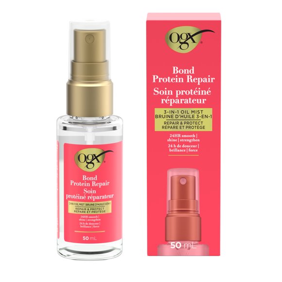OGX® Repair & Protect Bond Protein Repair 3-in-1 Oil Mist, Multi-Benefit Hair Oil Protects Dry, Damaged Hair Against Frizz, Strengthens, & maintains Shine