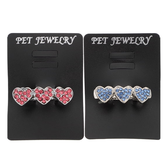 MERRYHAPY 2-Pack Decorative Dog Hair Clips with Rhinestone Heart Design, Assorted Colors Pet Hair Accessories