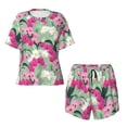 thumbnail image 4 of Kdxio Orchids Flowers Print Pajamas Sets for Women Short-Sleeved Pjs with Lounge Shorts Two Piece Sleepwear S-4XL, 4 of 9