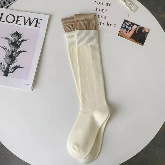 Namzi-b 1 Pairs Casual Tube Socks Cotton Knee High Socks for Women Solid Knit Knee Long Stocking All Season Gift，Stretch，Soft（A14）