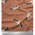 thumbnail image 3 of Soimoi Brown polyester Crepe Fabric Flying Stork Bird Decor Fabric Printed Yard 52 Inch Wide, 3 of 3