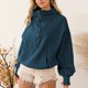 thumbnail image 5 of Sudadera Jersey informal para mujer, Color sólido, media cremallera, línea H, hombros caídos, traje de calle Ygjytge Azul T L para Mujer, 5 of 9