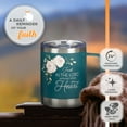 thumbnail image 4 of Christian Art Gifts Reusable Stainless Steel Double Wall Vacuum Insulated Camp Style Travel Mug w/ Handle for Women: Trust in the Lord Inspirational Bible Verse, BPA-free Retractable Lid, Teal, 11 oz., 4 of 7