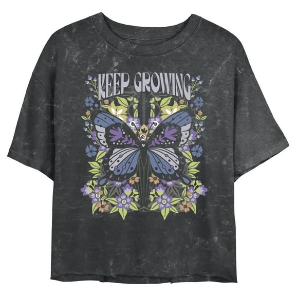 Junior's Lost Gods Keep Growing Butterfly  Graphic Tee Black Medium