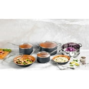Gotham Steel Nonstick Pots and Pans 10 Piece Kitchen Ceramic Cookware Set Cooking Frying Skillet Sauce Pan Gray