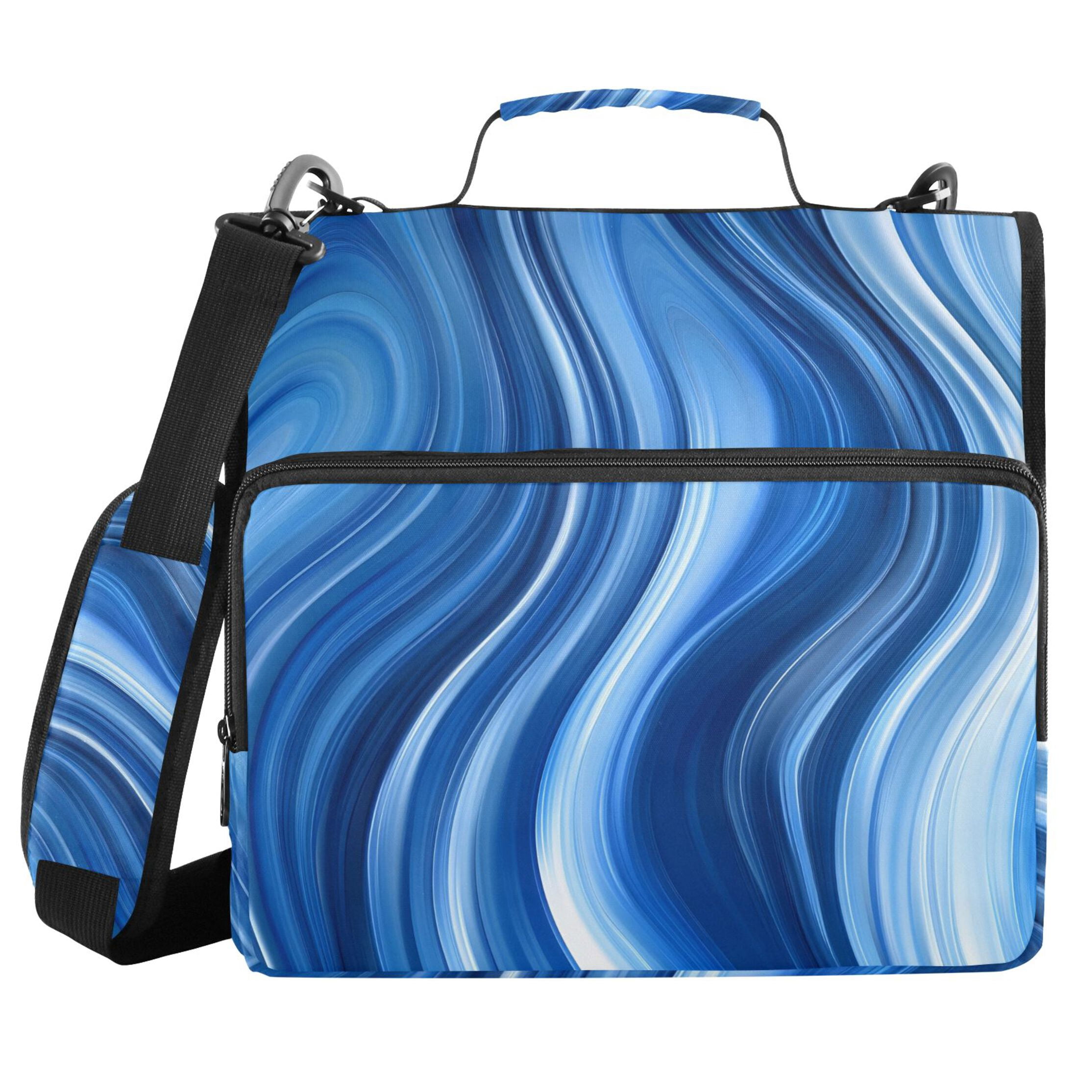 ALAZA Zipper Binder Blue Liquid 3 Ring Trapper Keeper File Folder Organizer Bag