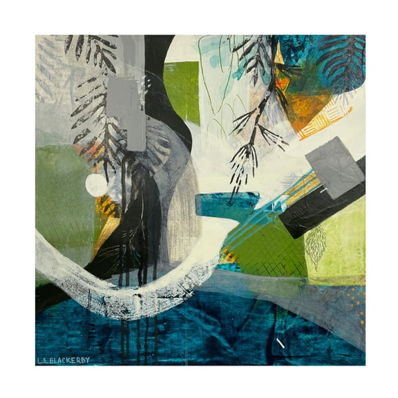 Canvas Wall Art - Linda S. Blackerby 'Woodlands Mountain Lake 2' Wall Art for Living Room, Bedroom, or Office Décor by Trademark Fine Art - 14 x 14 Inches