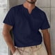 thumbnail image 1 of pstuiky camisetas para hombre, Camisa informal de verano para hombre, de manga corta, color liso, con cuello en V y bolsillo camisas casuales para hombre s, 1 of 5
