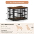 thumbnail image 2 of Gzxs 43.3 Inch Wooden Dog Crate Furniture with Wrought Iron Frame, Heavy-Duty Large Dog Cage End Table with Lockable Wheels, Modern Indoor Dog Kennel for Dogs up to 70lbs, Rustic Brown, 2 of 9