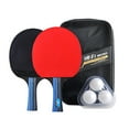 thumbnail image 3 of Table Tennis Racket Kit Professional Table Tennis Training Racket Kit Including 2 Rackets with Long Handles and 3 Table Tennis Balls Excellent Controlling Effect Table Tennis Racket, 3 of 9