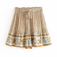 thumbnail image 3 of Falda corta bohemia de mujer TEELYNN, verano 2020, ropa de playa, pantalones cortos casuales holgados de cintura alta con estampado floral beige vintage para mujer, 3 of 5