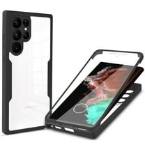 Full Body Protection Transparent Case for Samsung Galaxy S24 Ultra,Dteck Shockproof TPU Case Built-in Screen Protector Slim Clear Cover for Galaxy S24 Ultra,Black