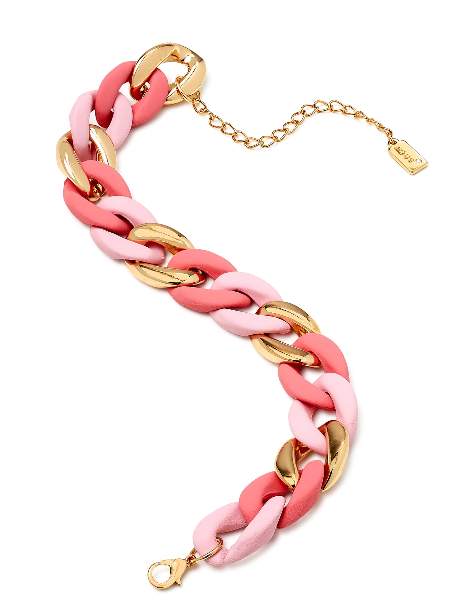 Scoop Women’s Gold-Tone and Pink Resin Curb Link Bracelet