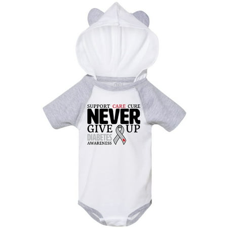 

Inktastic Support Care Cure- Never Give Up- Diabetes Awareness Gift Baby Boy or Baby Girl Bodysuit
