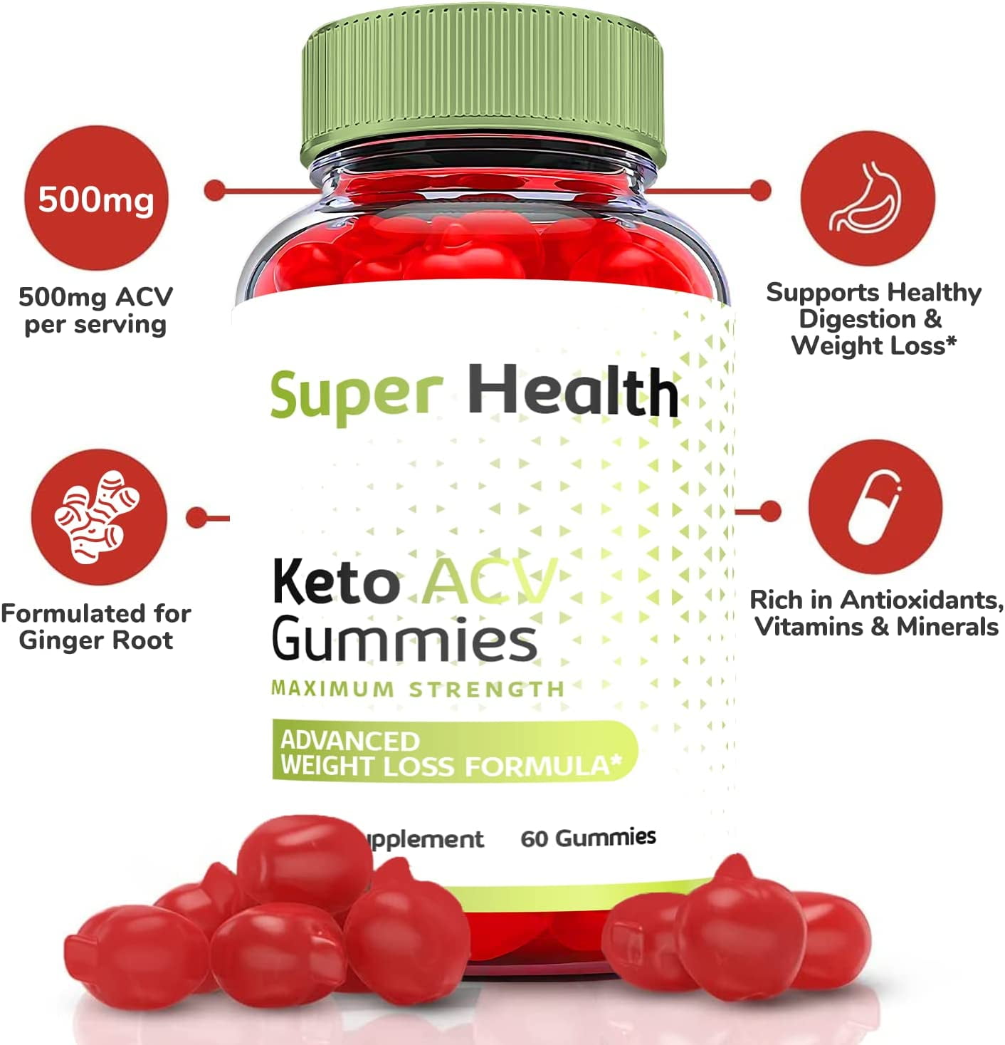 (3 Pack) Super Health Keto ACV Gummies - Supplement for Weight Loss - Energy & Focus Boosting Dietary Supplements for Weight Management & Metabolism - Fat Burn - 180 Gummies