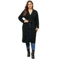 thumbnail image 3 of DARING DIVA Plus Size Sweater Knit Long Sleeve Belted Overwear 2X Black, 3 of 6