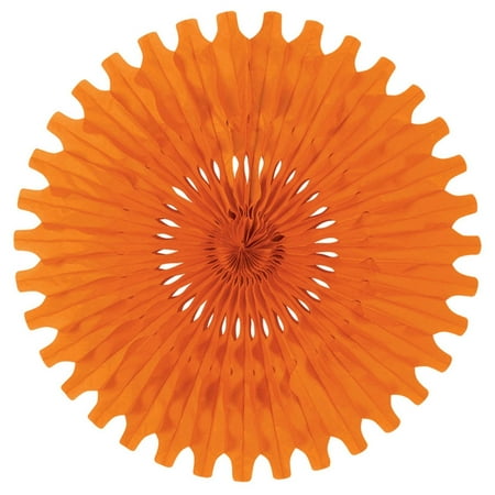 Club Pack of 12 Orange Tissue Fan Hanging Decorations 25