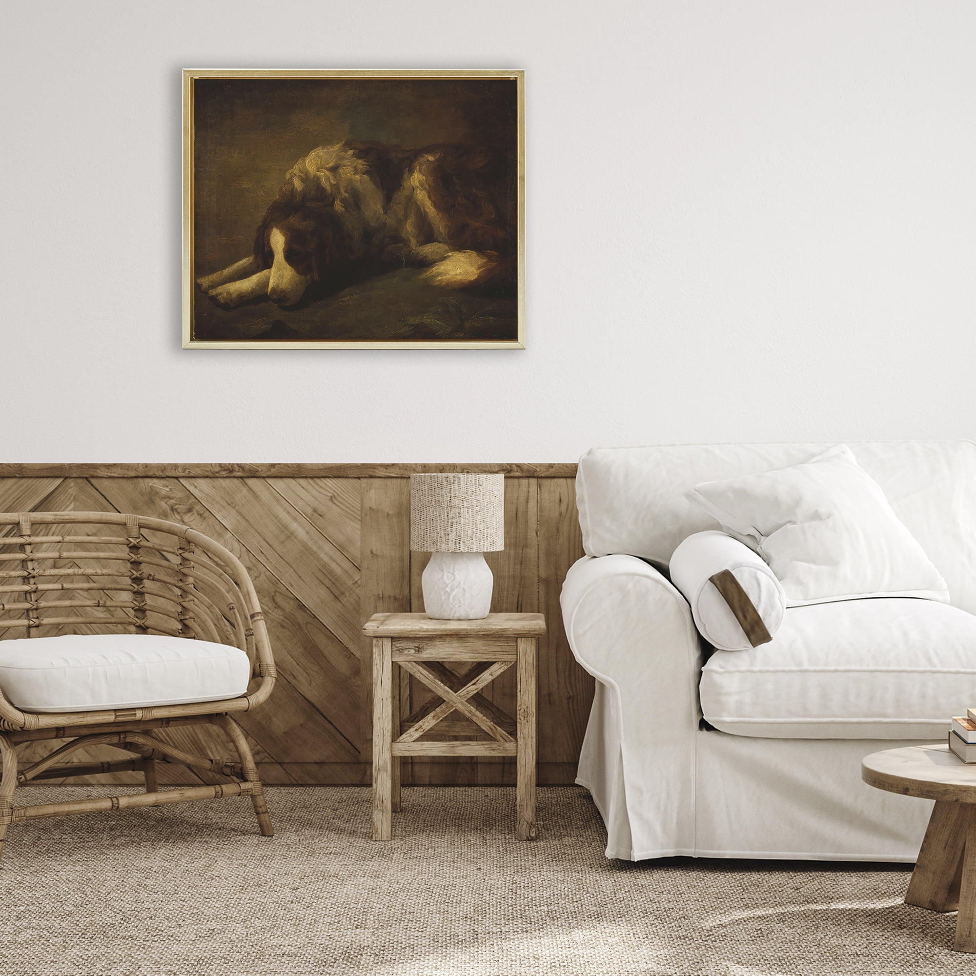 Stupell Industries Dim Lighted Classic Dog Gold Framed Floater Canvas Wall Art, design by Lil' Rue