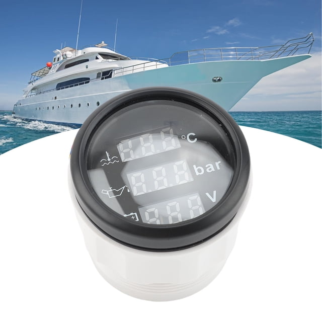 Boat Water Temp Oil Pressure Voltmeter Multifunctional Digital Display Triple Gage Set for RVs Boats