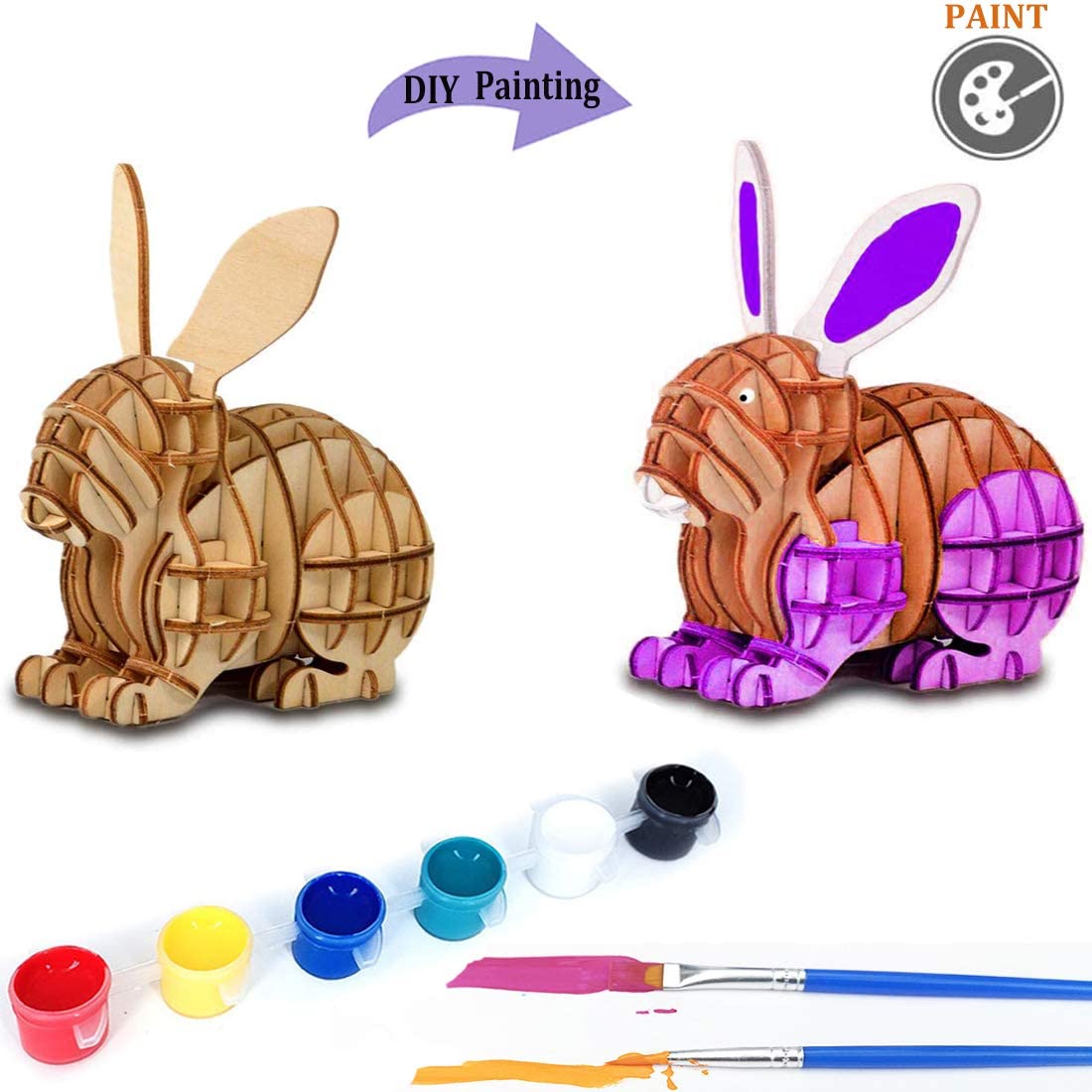 3D Wooden Puzzle Toys for Kids Adults Wooden Animal Rabbit Model Puzzle, Mechanical Puzzles Jigsaw Puzzle Toys Model Kits Assemble Puzzle Educational Toys Gifts for Kids Adults Boys Girls - image 2 of 9