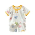 thumbnail image 3 of Cethrio Kids Boys Girls Casual Sleepwear- Short Sleeve Crew Neck Animal Print Fashion Cute Cotton Boys Girls clothes outfit sets Yellow Size 4-5 T, 3 of 4