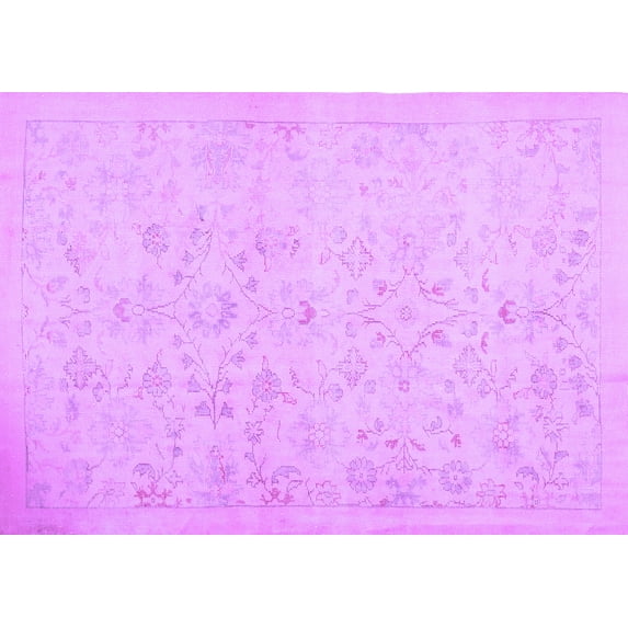Ahgly Company Indoor Rectangle Abstract Purple Contemporary Area Rugs, 6' x 9'