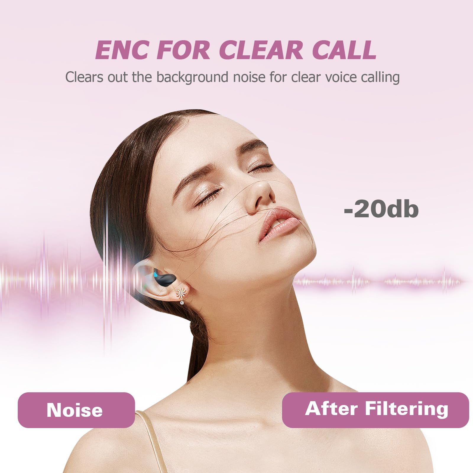 Invisible Sleep Wireless Earphone IPX5 Waterproof Thin Invisible Sleep Earbuds for Side Sleepers Sleep Ear Buds Smallest Tiny Small Mini Discreet Earbud for Sleeping Invisible Headphones