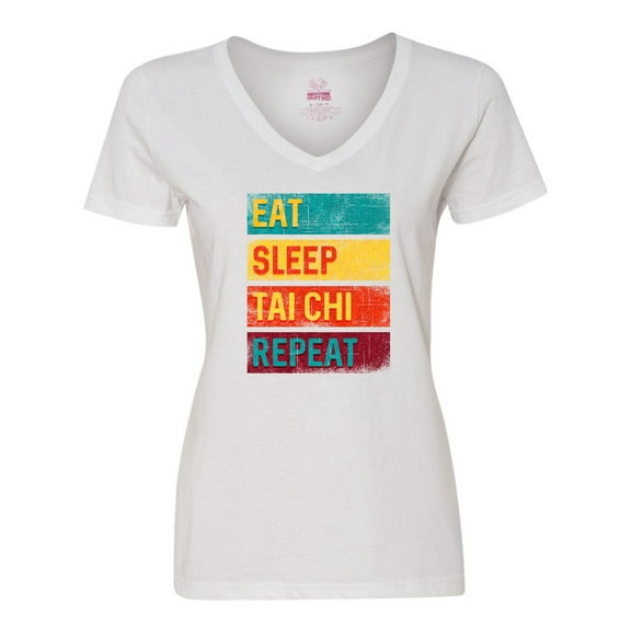 Inktastic Martial Arts Eat Sleep Tai Chi Repeat Women's V-Neck T-Shirt
