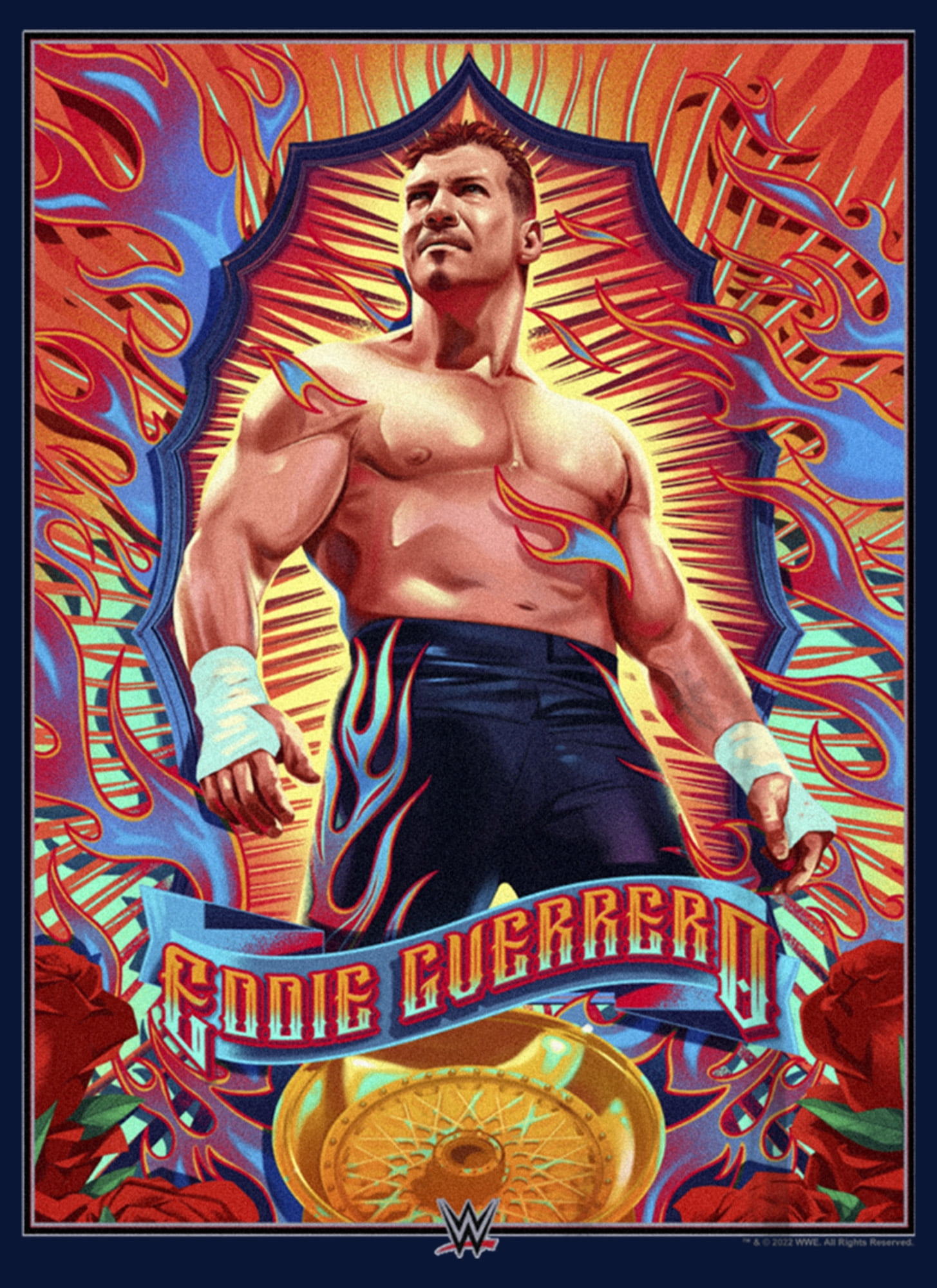 Boy's WWE Eddie Guerrero Poster Graphic Tee Navy Blue X Large