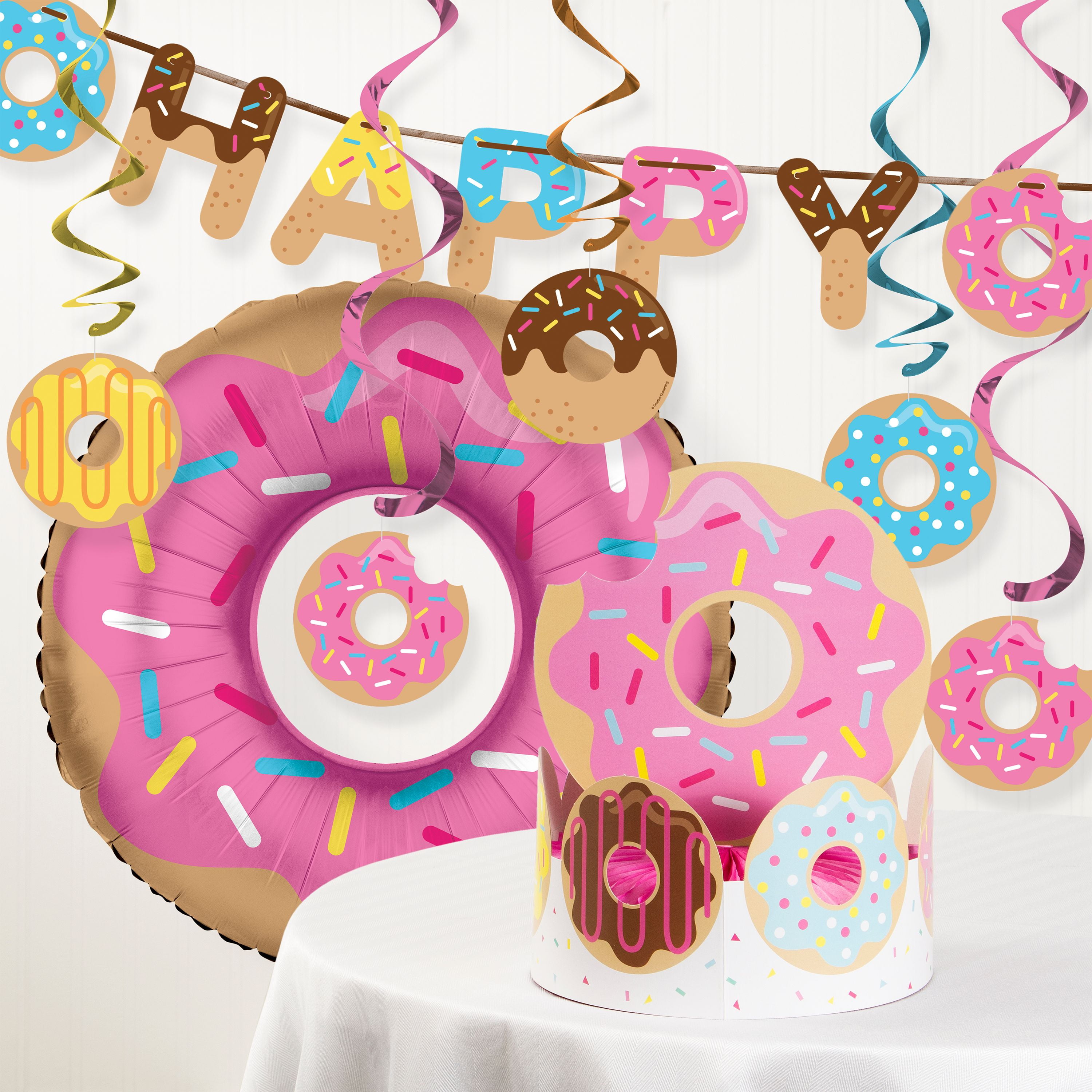 Donut Themed Birthday Party Decorations Set,Happy Birthday Banner Garland Kit,Ultimate Party Favors Pack for Boys Girls Women
