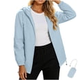 thumbnail image 2 of Fengqque Women Lightweight Waterproof Rain Jackets Packable Outdoor Hooded Windbreaker with Pouch Light Blue S, 2 of 6